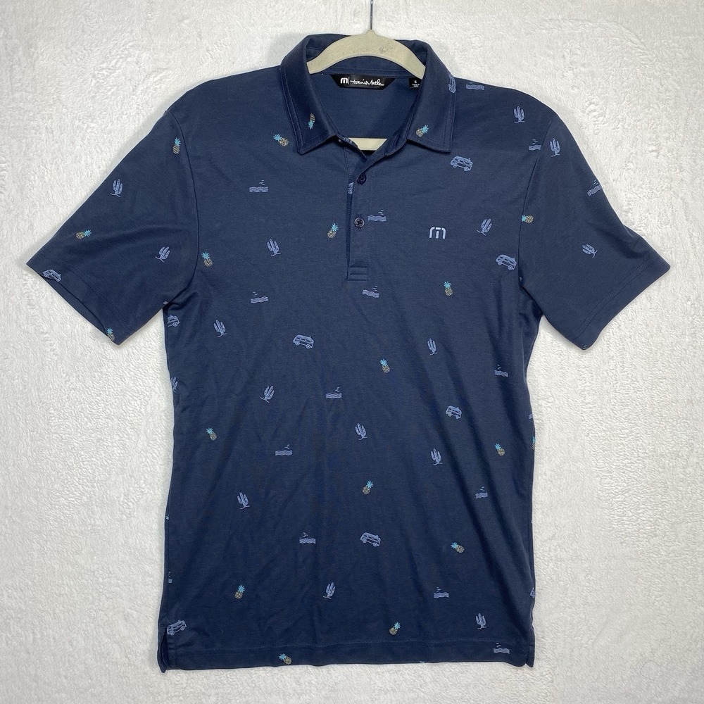 Travis Mathew Performance Golf Happy Thoughts Polo‎ S Cactus Camper Pima Cotton